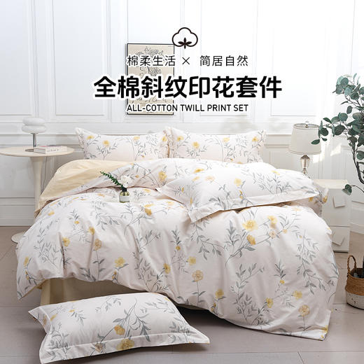 多喜爱 全棉斜纹印花套件【甄选新疆棉】【芬纳诺抗菌】【AB版设计】【宽边枕袋】柔软亲肤 吸湿透气 耐洗耐磨 不易褪色云鸽眠眠/拾光花序/语花瑟/豆蔻紫鸢/浅朵/森派/夏日紫藤 /新域/山野晴风 商品图0
