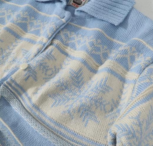 F011305女士雪花提花撞色费尔岛针织纽扣开衫外套 商品图12