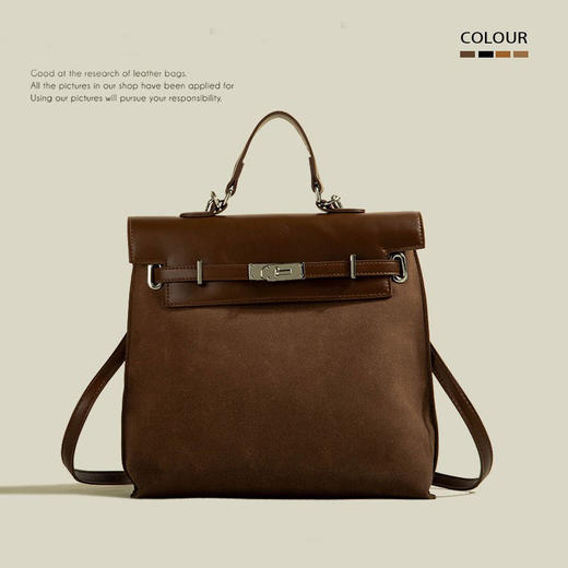 【原创爆款❗️复古单双肩包】磨砂质感细腻顺滑，精细面料更耐磨，安全拉链容量更大，2026新款小众旅行包通勤大容量磨砂包包双肩背包QQ 商品图1