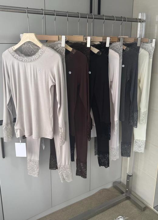 F011338纯欲氛围感拉满女款亲肤磨毛蕾丝保暖套装 商品图0