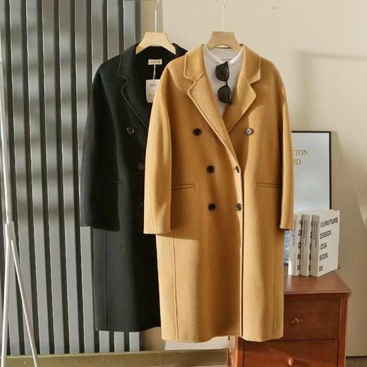 F011396女装新款羊毛羊绒双面呢双排扣长款大衣 商品图0