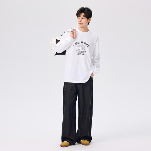 gxgjeans 男装【棉100%】25秋款男士长袖T恤校园户外运动叠穿打底衫上衣K&C 商品图3