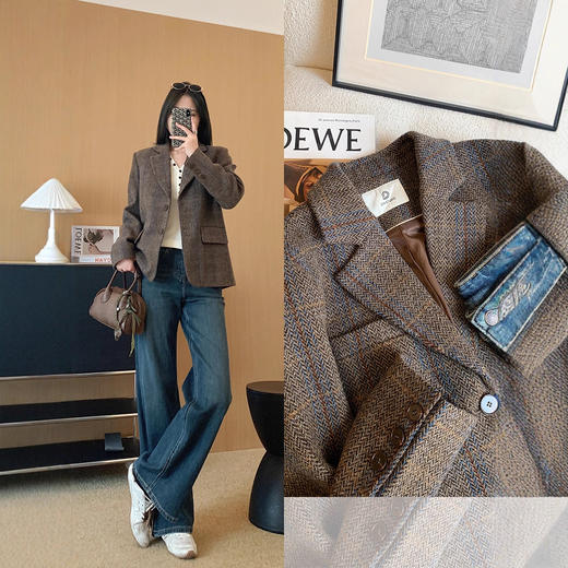 【来点不一样的】只可意会不可言传～首尔呢西装！私服精纺！2026全羊毛复古人字纹加厚正肩显瘦外套 商品图4