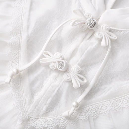 「高货wl」全新升级【铂金会员257/天猫339/差价82】(01955)洛诗琳国风蕾丝拼接上衣2026春季新款珍珠盘扣旗袍式衬衫 商品图3