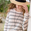三彩2026春季新款圆领针织衫落肩袖毛衫宽松条纹套头衫休闲M 商品缩略图2