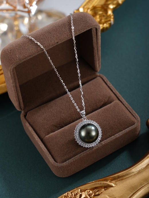 子佩集【玄华凝香】银S925珍珠惜王妃套链【HJYDZ009】12mm珠圆环黑珠2601 商品图10