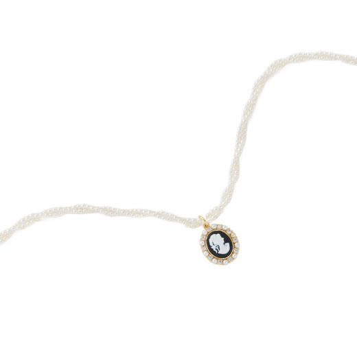 三彩2026新款浮雕肖像吊坠项链法式复古双层珍珠链艺术vintage 商品图2