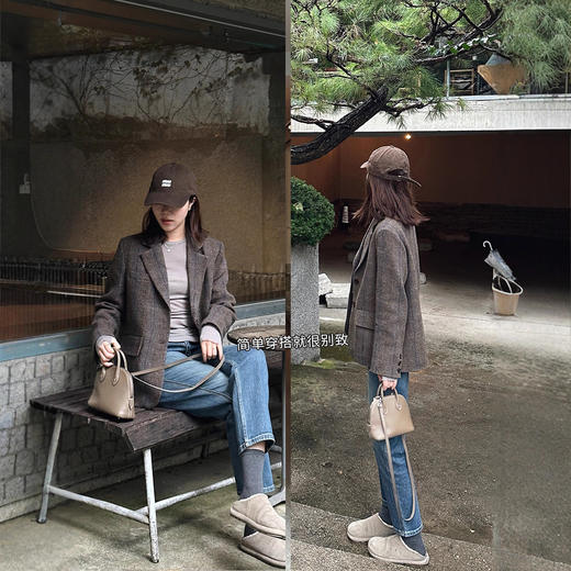 【来点不一样的】只可意会不可言传～首尔呢西装！私服精纺！2026全羊毛复古人字纹加厚正肩显瘦外套 商品图2