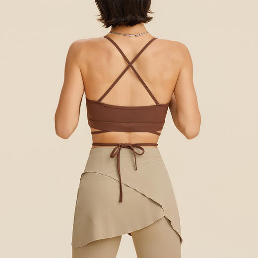 【限时秒】YOGACODE【火树银花系列】吸湿速干运动内衣女一体杯交叉绑带瑜伽背心DWC116007 商品图2