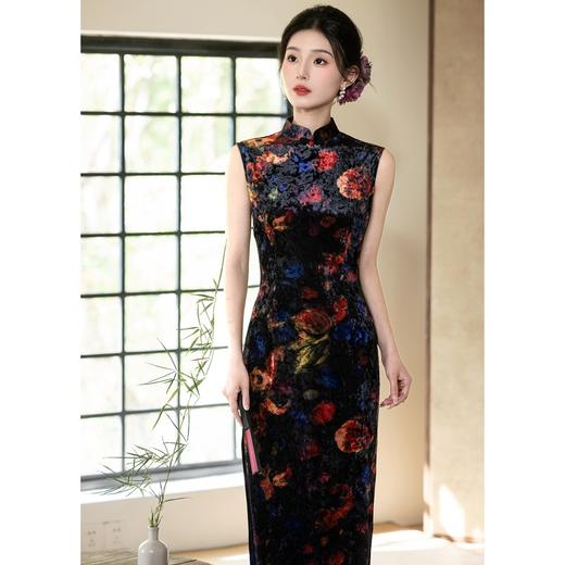 高级感复古丝绒旗袍BJS7550 商品图2