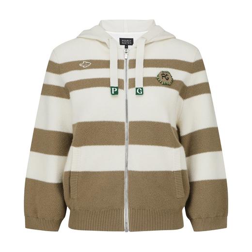 PG家早春新款女士条纹绵羊毛混纺针织外套来啦！韩版原单❗️客供纱线🧶，舒适与温暖同行！！采用宽间距+不同宽窄横向间色！避免了通身条纹的膨胀感！ 商品图5