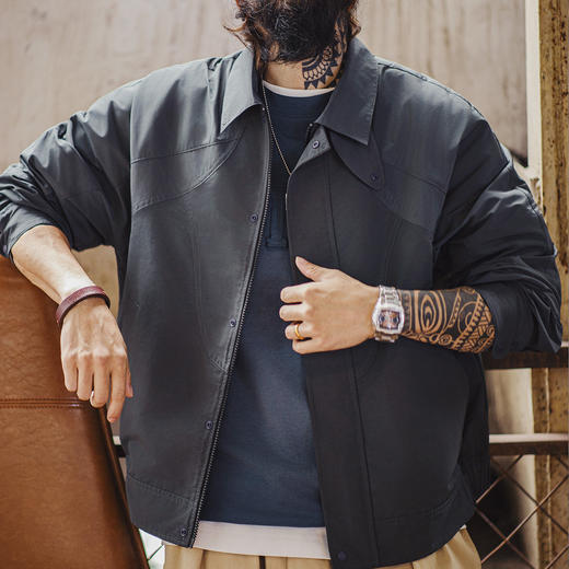 马登工装美式机能风三防夹克立领运动训练防水灰色薄款外套男春季 商品图3