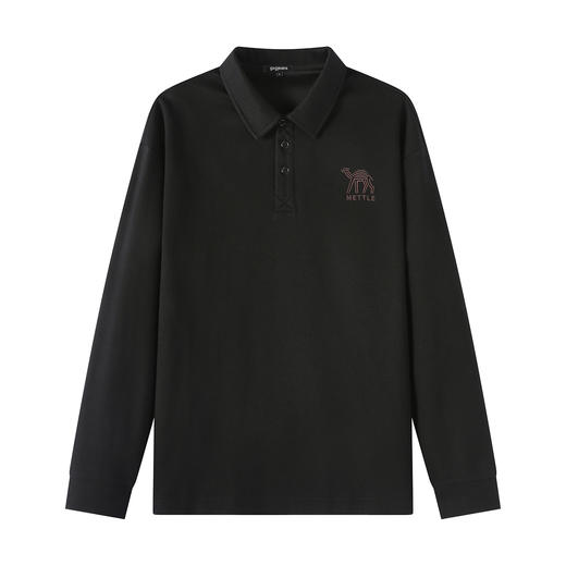 gxgjeans 男装长袖POLO衫2025秋款日常百搭垂顺透气亲肤男士打底衫上衣K&C 商品图5