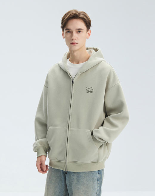 gxgjeans 男装男士开衫连帽卫衣25秋款简约时尚百搭宽松拉链校园通勤外套男K&C 商品图3