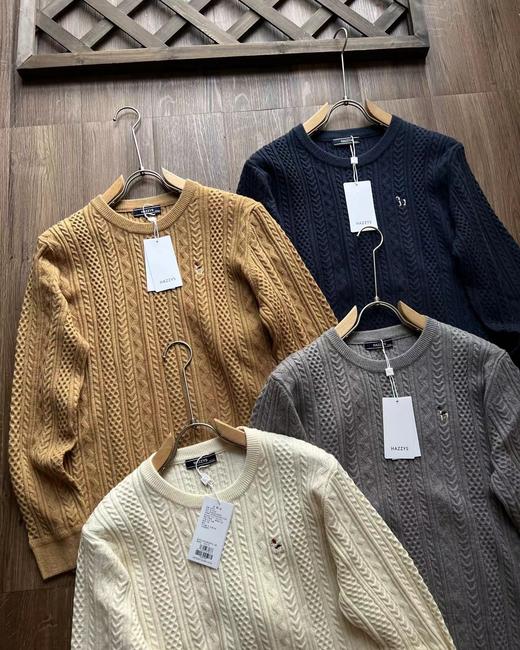 F011337男士圆领肌理感绞花毛衣保暖针织衫上衣 商品图2