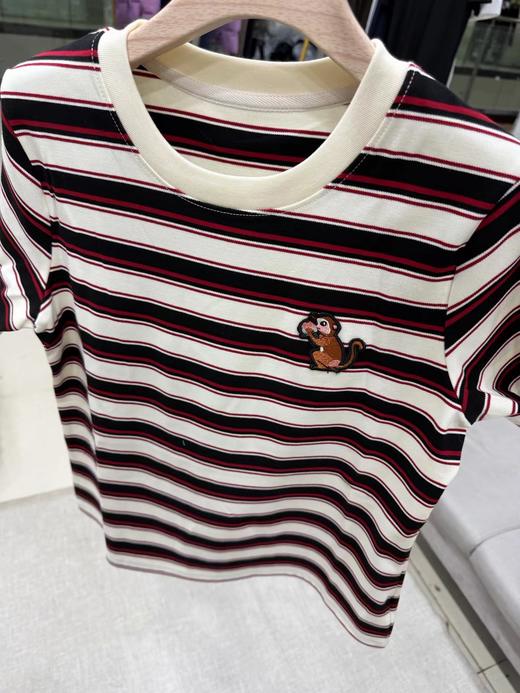 F011343新年系列女装2026春季新款全棉高克重条纹针织布刺绣T恤 商品图7