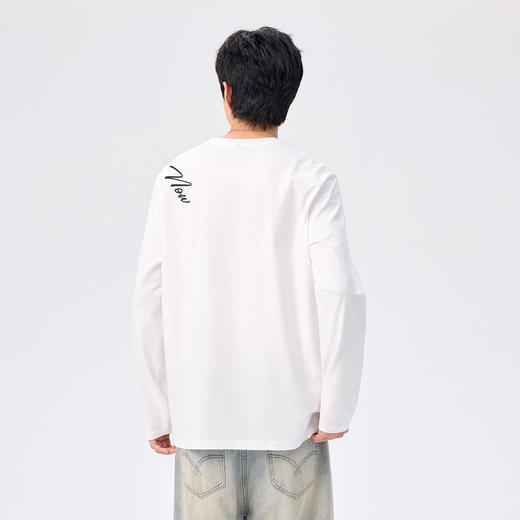 gxgjeans 男装【棉100%】字母印花男士长袖T恤25秋款舒适百搭打底衫上衣K&C 商品图1