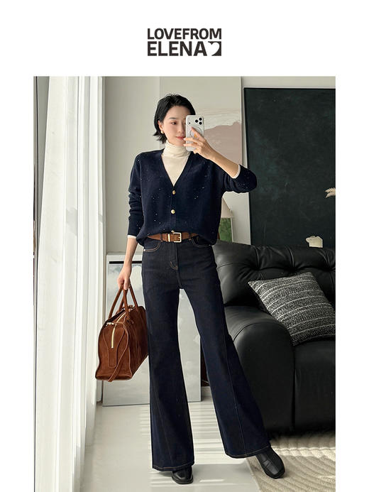 四面弹加绒 气质高腰阔腿喇叭裤 商品图1