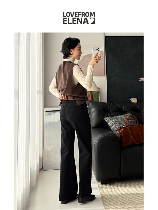 四面弹加绒 气质高腰阔腿喇叭裤 商品图4