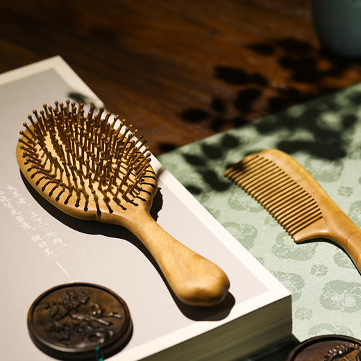 帝王之木金丝楠，金玉满堂如意梳&随身镜 商品图1