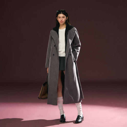 Ariseism 美式复古高级感中长款毛呢外套冬季新款保暖外套 商品图3