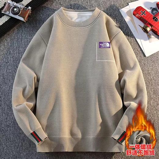 F011383男女同款紫标logo休闲百搭加绒圆领毛衣 商品图3