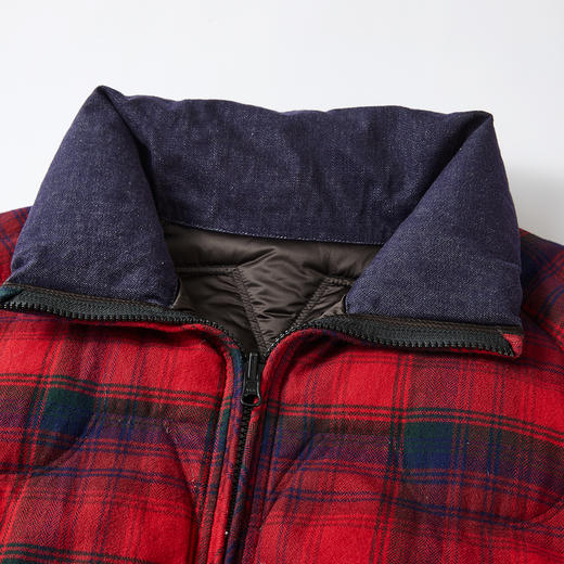 谜底两面穿羽绒服2025冬季新品红黑格子牛仔拼接保暖女254MY1618 商品图3