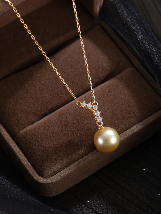 子佩集【银河鎏金】银S925珍珠惜王妃套链【HJYTL008】9.5mm珠镀金一字金色珠2601 商品图2