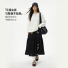 马登黑色复古松紧腰刺绣花A字过膝大裙摆半身长裙拼接裙子女士春 商品缩略图4