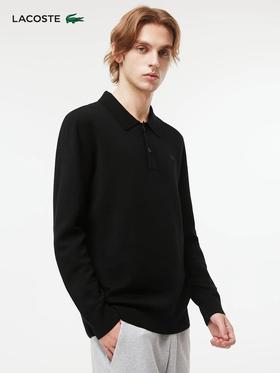 【6折】5楼LACOSTE法国鳄鱼男装冬季时尚纯色简约百搭翻领长袖针织衫|AH0676-98-031吊牌价1990惊爆价1194
