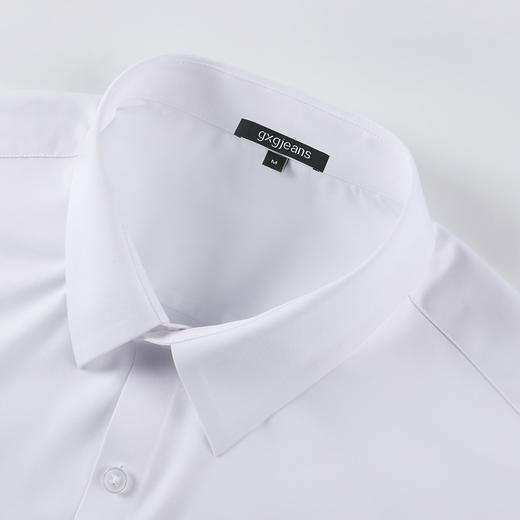 gxgjeans 男装25春款纯色翻领长袖衬衫商务休闲简约易打理无痕压胶男士上衣K&C 商品图2