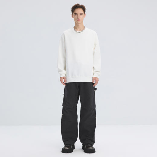 gxgjeans 男装【肌理感】25秋冬款男士圆领卫衣时尚百搭校园内搭加绒打底衫K&C 商品图6