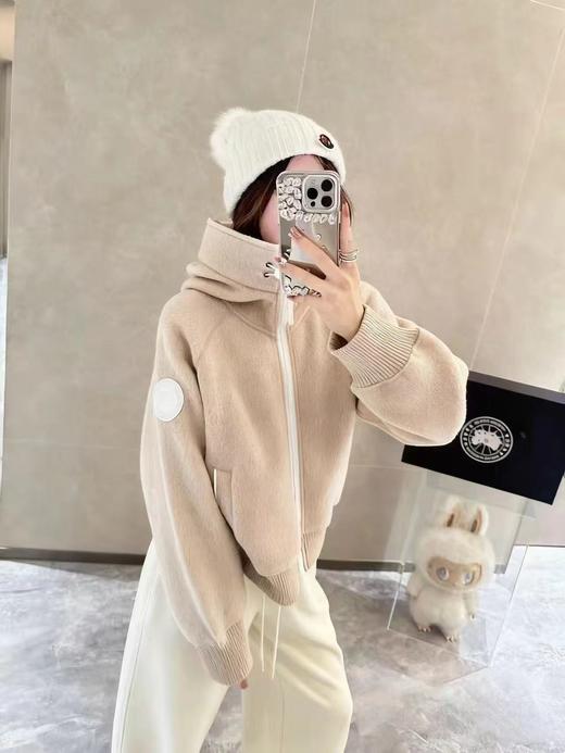 F011389新款抓绒羊毛饰章连帽夹克外套男女同款 商品图5