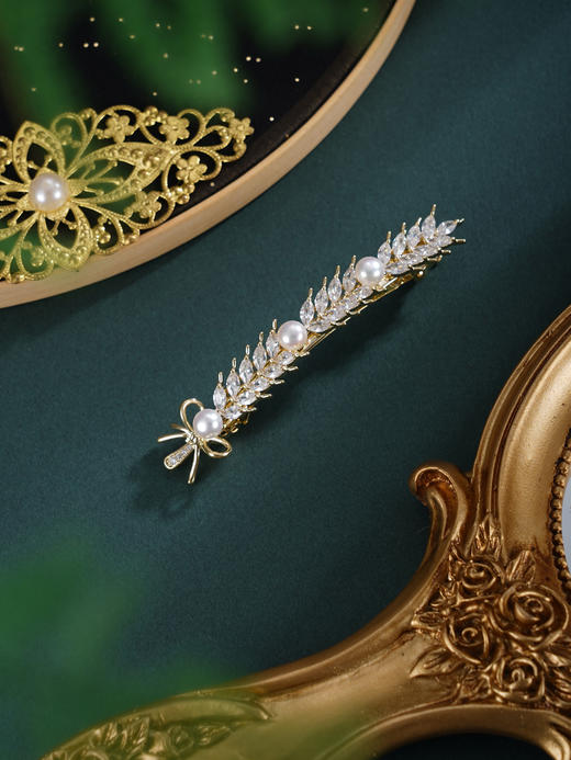 子佩集【岁岁丰年】珍珠惜王妃发夹【HBFJ031】5mm珠镀金麦穗2601 商品图2