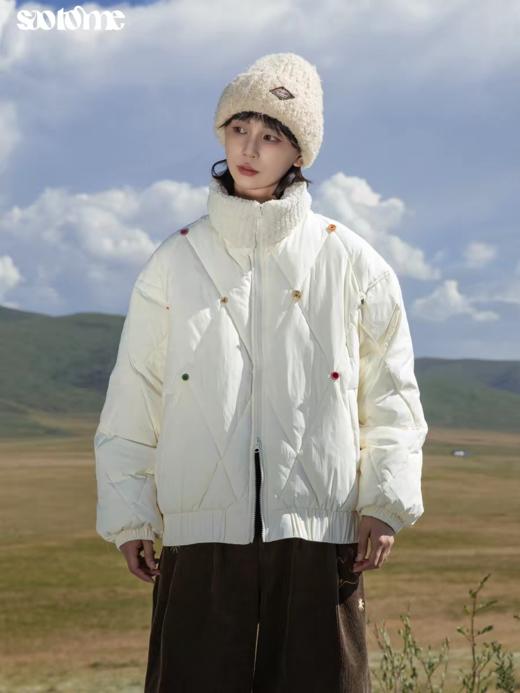 早乙女惠子saotome/STMMF244398/彩色纽扣菱形格绗棉棉服 商品图0