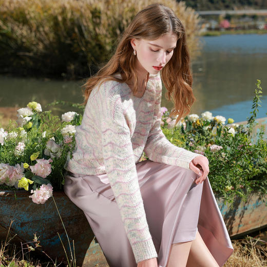 三彩2026春季新款缎面鱼尾裙高腰半身裙优雅A字长裙浪漫M 商品图2