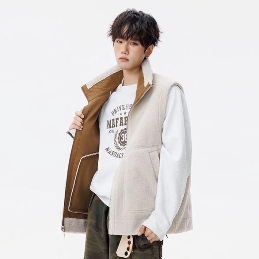 F011388新款三色高品质ins美式双面穿皮毛一体棉马甲棉衣外套 商品图2