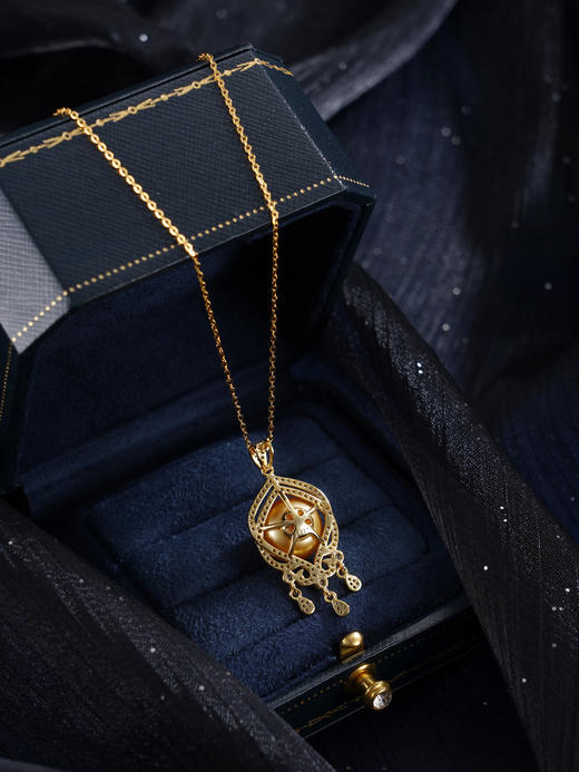 子佩集【霁光女王】银S925珍珠惜王妃套链【HJYDZ003】12mm珠镀金流苏水滴金色珠2601 商品图6