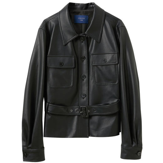 三彩2026春季新款宽松短款翻领休闲PU皮衣外套廓形夹克开衫M 商品图4