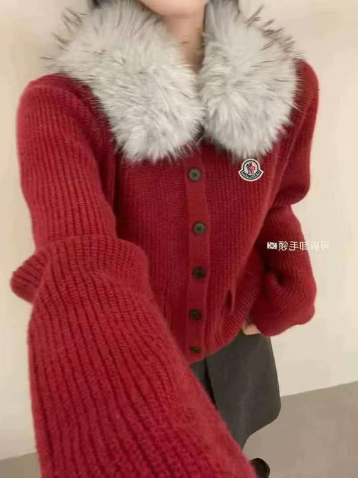 F011392秋冬毛领刺绣拉链软糯亲肤针织毛衣外套女 商品图2