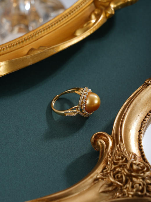 子佩集【守候之约】银S925珍珠惜王妃戒指【HJYJZ014】11mm珠镀金缠绕金色珠2601 商品图6