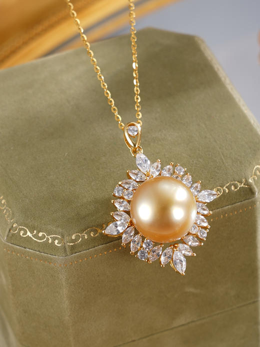 子佩集【盈盈圆满】银S925珍珠惜王妃套链【HJYDZ004】13mm珠镀金四芒星金色珠2601 商品图7