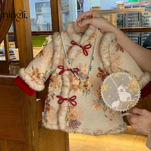 唐装拜年服女童汉服秋冬儿童周岁礼服宝宝喜庆过年衣服中国风 商品图8