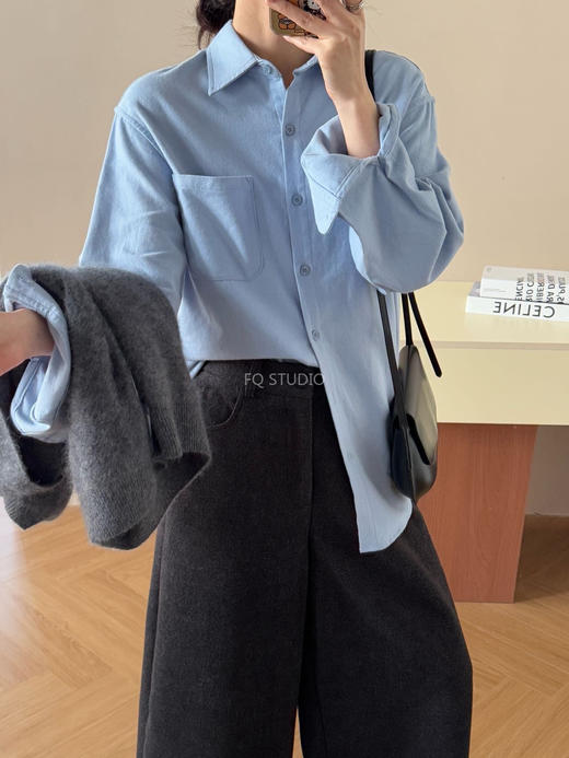 【多妈团购 高智风加厚磨毛衬衫】又软又暖，又贴肤，根本不想脱~100%纯棉+双面磨毛，贴身穿巨舒服，宽松H型直身版型太显瘦！简约又低调-连横 商品图0