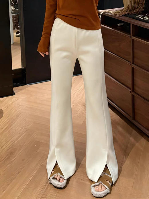 原单新款羊毛加绒微喇前开叉女神裤，上身超显瘦 商品图0