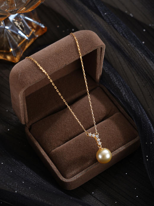 子佩集【银河鎏金】银S925珍珠惜王妃套链【HJYTL008】9.5mm珠镀金一字金色珠2601 商品图5