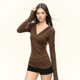 Ariseism 美式复古高级感长袖T恤女春季新款修身打底内搭上衣