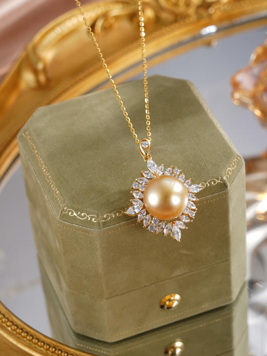 子佩集【盈盈圆满】银S925珍珠惜王妃套链【HJYDZ004】13mm珠镀金四芒星金色珠2601 商品图6