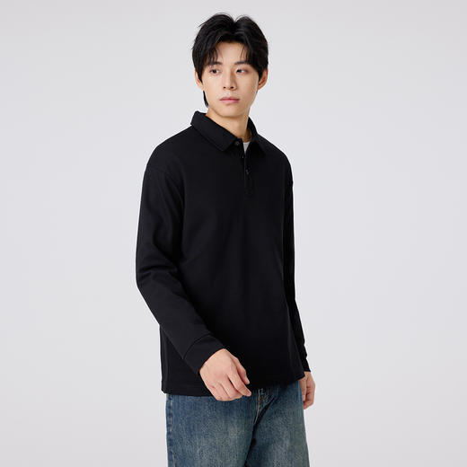 gxgjeans 男装男士长袖POLO衫25秋款纯色百搭校园通勤青少年打底衫上衣K&C 商品图3
