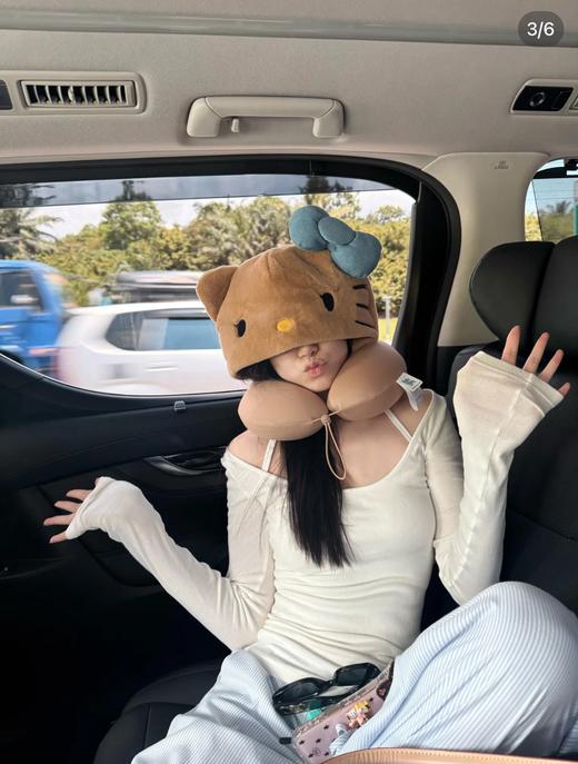 一店k 戴上𝗞𝗶𝘁𝘁𝘆酱脑袋咯ᜊ🥣 ！心心念念的黑皮三件套終於来啦！野兽联名豹纹小憩套装！✈️出行氛围感拉满！帆布袋U型枕毯子三件套 商品图9